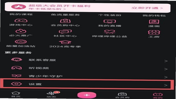 BILI哔哩哔哩手机端设置界面截图