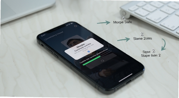 Morphe 新手操作界面示意图，手机屏幕显示权限授予弹窗与存储扫描进度条，旁边有简洁的步骤标注箭头，背景为浅色办公桌面，整体风格清晰易懂